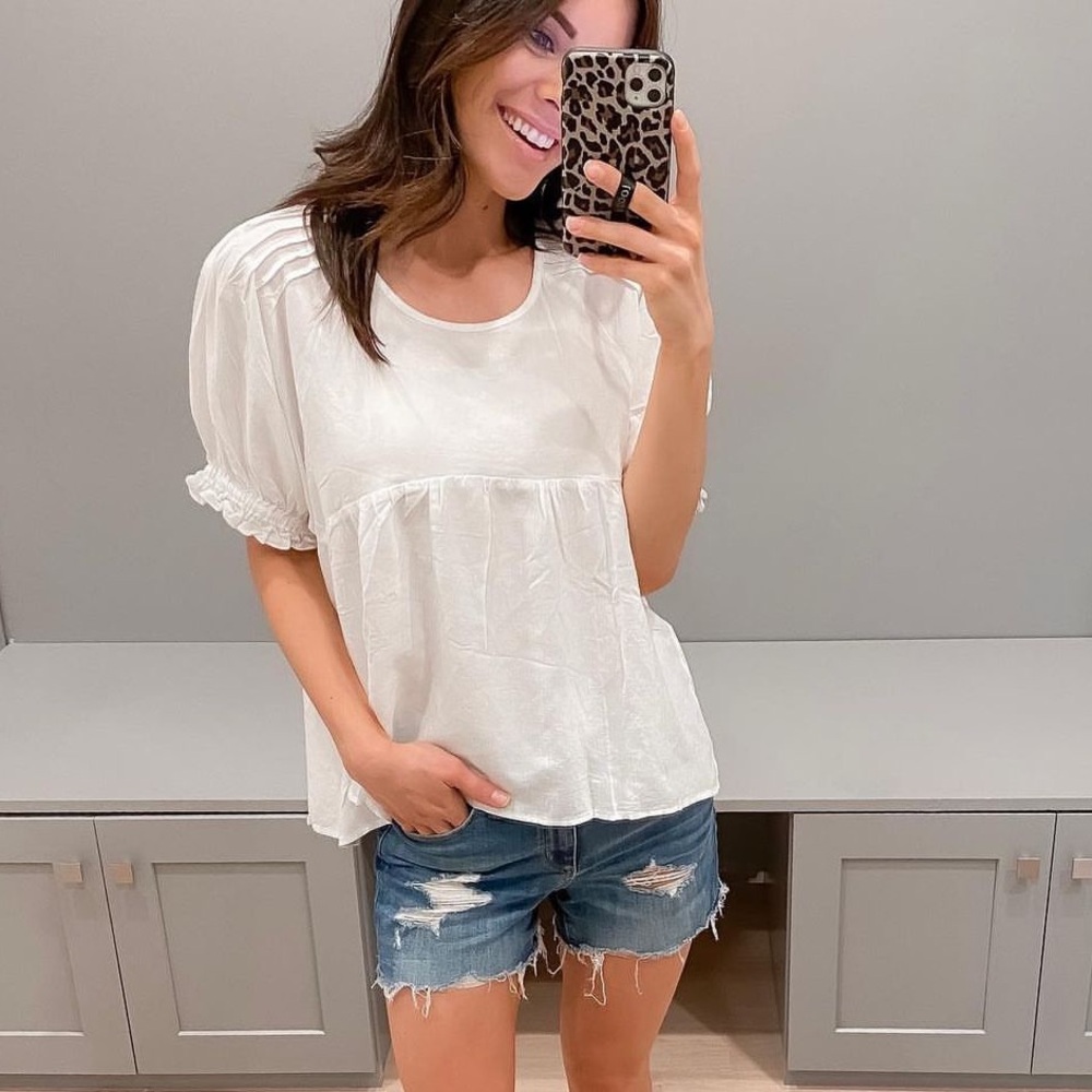 Red Dress Boutique White Puff Sleeve Peasant Top